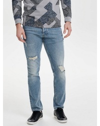 hellblaue enge Jeans mit Destroyed-Effekten von ONLY & SONS
