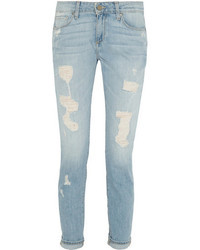 hellblaue enge Jeans mit Destroyed-Effekten von Paige