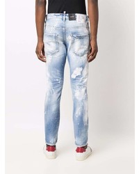 hellblaue enge Jeans mit Destroyed-Effekten von DSQUARED2