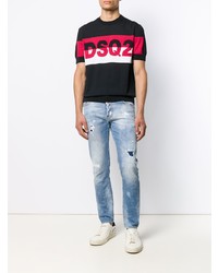 hellblaue enge Jeans mit Destroyed-Effekten von DSQUARED2