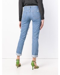 hellblaue enge Jeans mit Destroyed-Effekten von Forte Dei Marmi Couture