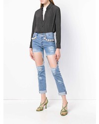 hellblaue enge Jeans mit Destroyed-Effekten von Forte Dei Marmi Couture
