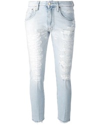 hellblaue enge Jeans mit Destroyed-Effekten von (+) People