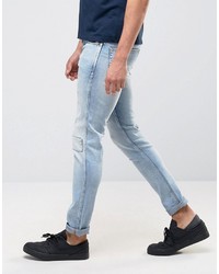 hellblaue enge Jeans mit Destroyed-Effekten von Pepe Jeans