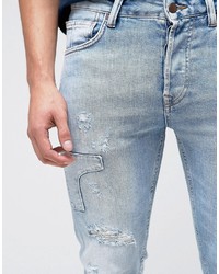 hellblaue enge Jeans mit Destroyed-Effekten von Pepe Jeans