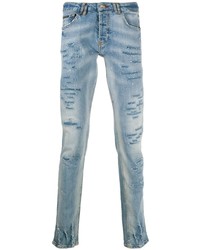 hellblaue enge Jeans mit Destroyed-Effekten von Philipp Plein