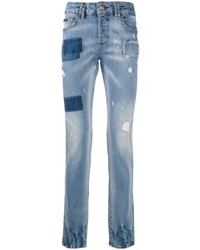 hellblaue enge Jeans mit Destroyed-Effekten von Philipp Plein