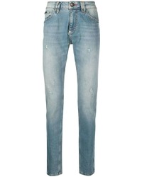 hellblaue enge Jeans mit Destroyed-Effekten von Philipp Plein