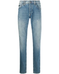 hellblaue enge Jeans mit Destroyed-Effekten von Philipp Plein