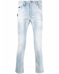 hellblaue enge Jeans mit Destroyed-Effekten von Philipp Plein