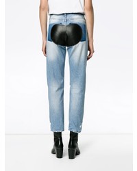 hellblaue enge Jeans mit Destroyed-Effekten von Navro