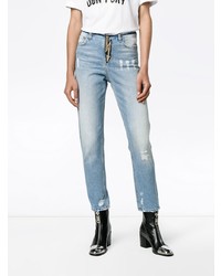 hellblaue enge Jeans mit Destroyed-Effekten von Navro