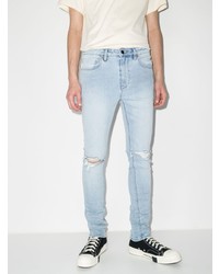 hellblaue enge Jeans mit Destroyed-Effekten von Neuw