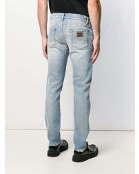 hellblaue enge Jeans mit Destroyed-Effekten von Dolce & Gabbana