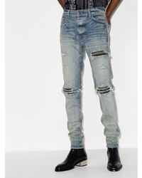 hellblaue enge Jeans mit Destroyed-Effekten von Amiri