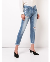 hellblaue enge Jeans mit Destroyed-Effekten von Moussy Vintage