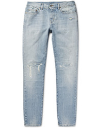 hellblaue enge Jeans mit Destroyed-Effekten von Saint Laurent