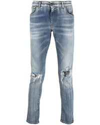 hellblaue enge Jeans mit Destroyed-Effekten von Salvatore Santoro