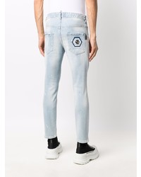 hellblaue enge Jeans mit Destroyed-Effekten von Philipp Plein