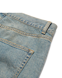 hellblaue enge Jeans mit Destroyed-Effekten von Saint Laurent