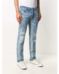 hellblaue enge Jeans mit Destroyed-Effekten von Philipp Plein