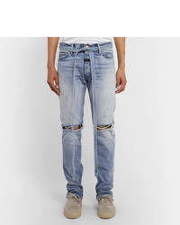 hellblaue enge Jeans mit Destroyed-Effekten von Fear Of God