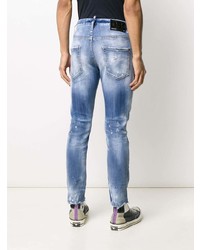 hellblaue enge Jeans mit Destroyed-Effekten von DSQUARED2