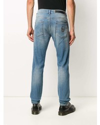 hellblaue enge Jeans mit Destroyed-Effekten von Philipp Plein