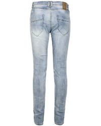 hellblaue enge Jeans mit Destroyed-Effekten von Sublevel