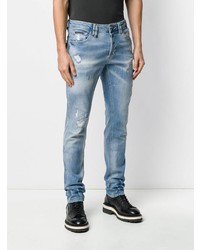 hellblaue enge Jeans mit Destroyed-Effekten von Philipp Plein