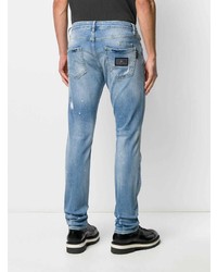 hellblaue enge Jeans mit Destroyed-Effekten von Philipp Plein