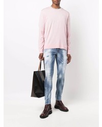 hellblaue enge Jeans mit Destroyed-Effekten von DSQUARED2