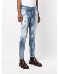 hellblaue enge Jeans mit Destroyed-Effekten von DSQUARED2