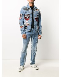 hellblaue enge Jeans mit Destroyed-Effekten von Philipp Plein