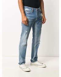 hellblaue enge Jeans mit Destroyed-Effekten von Philipp Plein