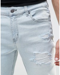 hellblaue enge Jeans mit Destroyed-Effekten von Cheap Monday