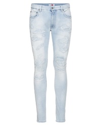 hellblaue enge Jeans mit Destroyed-Effekten von Tommy Hilfiger