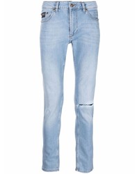 hellblaue enge Jeans mit Destroyed-Effekten von VERSACE JEANS COUTURE