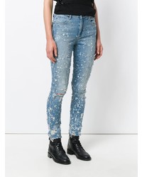 hellblaue enge Jeans mit Destroyed-Effekten von Alexander Wang