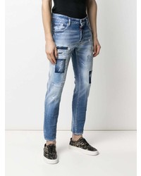 hellblaue enge Jeans mit Flicken von DSQUARED2