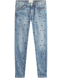 hellblaue enge Jeans mit Sternenmuster