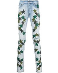hellblaue enge Jeans mit Sternenmuster von Amiri