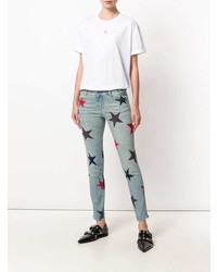 hellblaue enge Jeans mit Sternenmuster von Stella McCartney