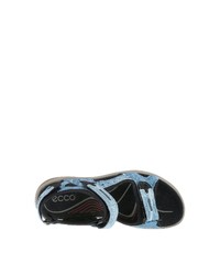 hellblaue flache Sandalen aus Leder von Ecco