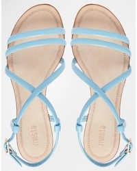 hellblaue flache Sandalen aus Leder von Miista