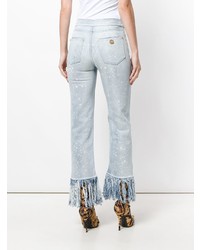 hellblaue Jeans mit Fransen von Balmain