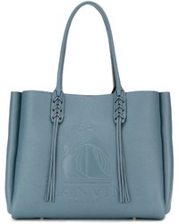 hellblaue Shopper Tasche aus Leder mit Fransen von Lanvin