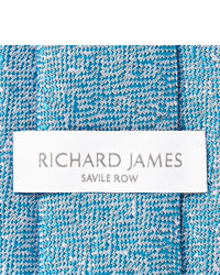 hellblaue geflochtene Seidekrawatte von Richard James