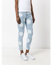 hellblaue gepunktete enge Jeans von Stella McCartney