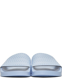 hellblaue Gummi flache Sandalen von adidas